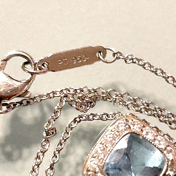 Tiffany & Co. 'Legacy' Platinum Aquamarine and Diamond Pendant Necklace Retired - Picture 3 of 3
